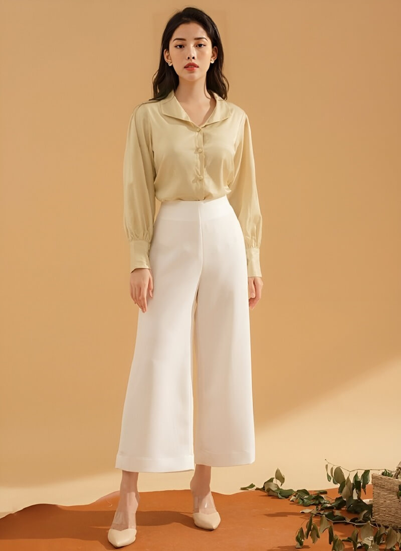 Quần tây công sở nữ ống rộng culottes