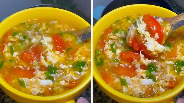 Canh cà chua trứng thịt bằm thành phẩm