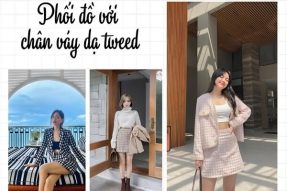 Cách phối đồ với chân váy dạ tweed bắt kịp xu hướng hiện nay