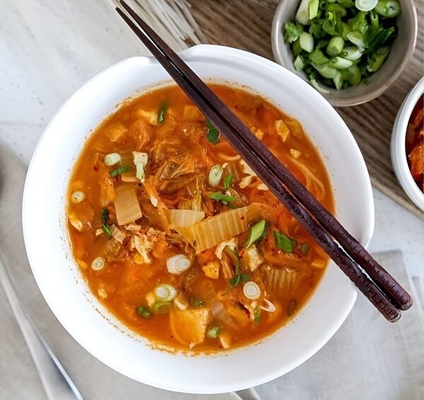 món chay ngày tết canh kim chi đậu phụ